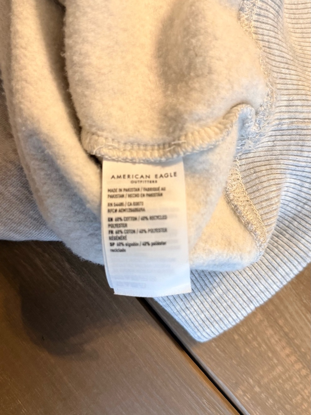 American Eagle 77 Graphic Crewneck Sweatshirt Gray Blue Relaxed Fleece - Picture 8 of 9